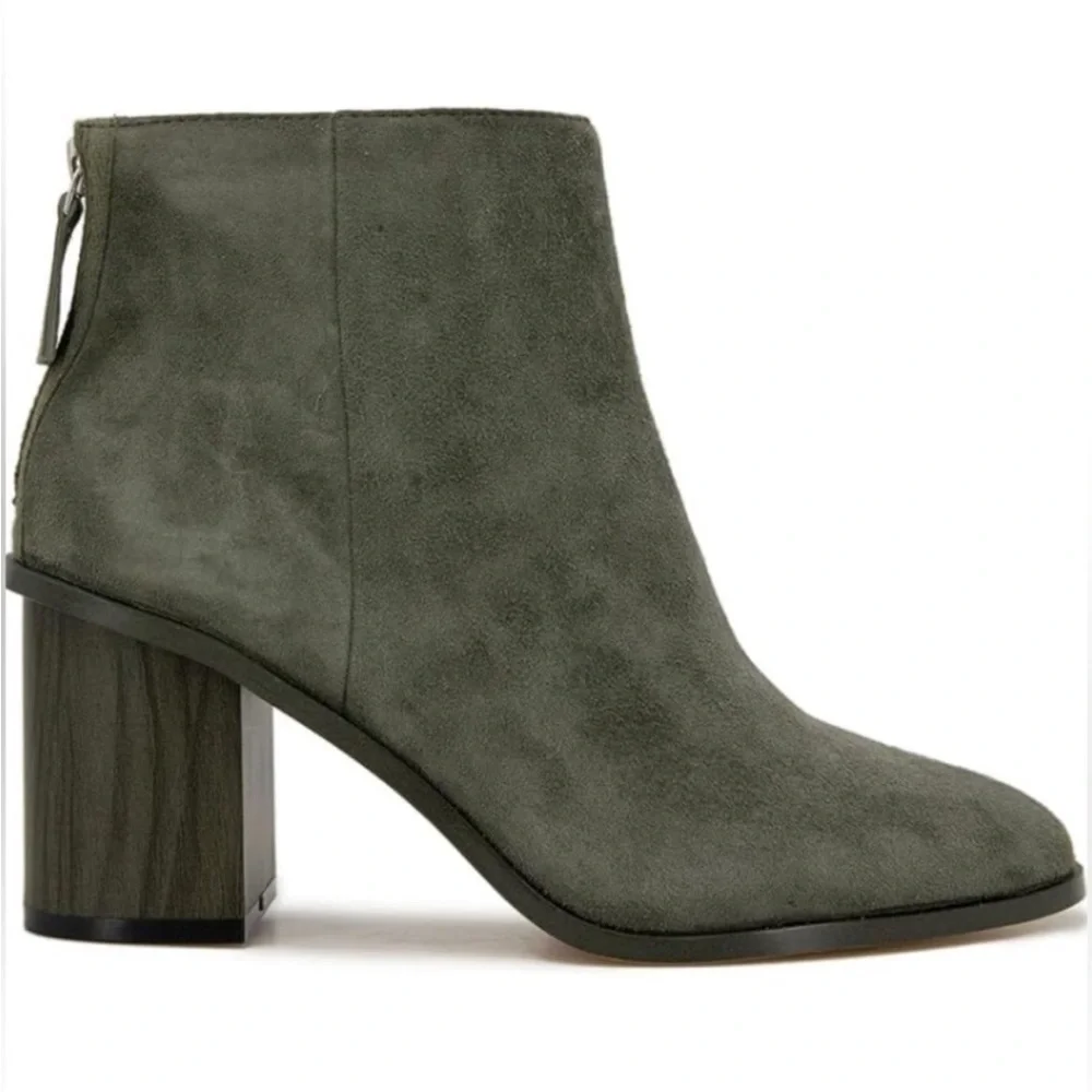 Splendid Suede Block Heel Ankle Boots Olive Green Sz 7.5